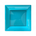 Plato cuadrado plástico azul turquesa 21x21 cm