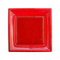 Plato cuadrado plástico rojo 21x21 cm
