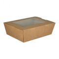 Caja Barqueta Alimentos con tapa cartón kraft y tapa con ventana 22x16,4cm 2100ml