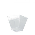 Tarrina Vasito mini cuadrada plástico reutilizable transparente 6 cL