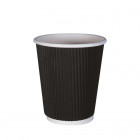 Vaso de papel negro de triple pared 12 Oz